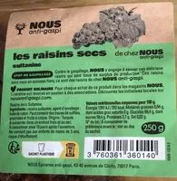 Mängden socker i Les Raisins secs sultanine