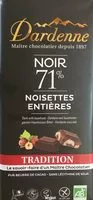 Mängden socker i Chocolat Noir 71% aux noisettes