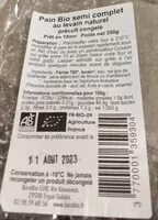 Mängden socker i Pain bio semi complet au levain naturel précuit congelé