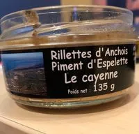 Mängden socker i Rilettes d'anchois au piment d'espelette le cayenne