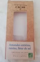 Mängden socker i Chocolat au lait amandes entières, raisins, fleur de sel