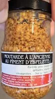 Mängden socker i Moutarde à l'ancienne au piment d'espelette
