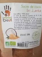 Mängden socker i Sucre de coco Sri Lanka