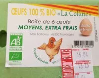 Mängden socker i Œufs 100%bio "La Colline" 6oeufs moyens extra frais