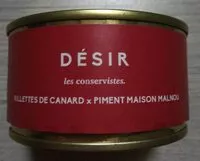 Mängden socker i Rillettes de canard x piment maison malnou