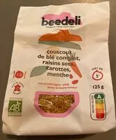 Mängden socker i Couscous de blé complet, raisins secs, carottes, menthe