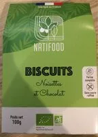 Mängden socker i Biscuits Noisette et Chocolat 100g BIO