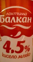 Mängden socker i Кисело мляко 4.5%