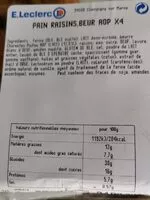 Mängden socker i Pain raisins beur AOP x4