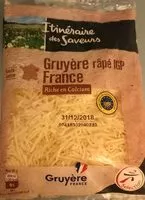 Mängden socker i Gruyère râpé IGP France