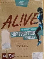 Mängden socker i AL!VE HIGH PROTEIN VANILLA iced dessert lollies