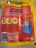Mängden socker i Pivka piščančje hrenovke brez ovoja njami