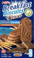 Mängden socker i Koestlin Breakfast Biscuits Double chocolate