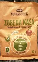 Mängden socker i Superfoods zobena kaša instant oatmeal jabuka cimet