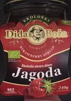 Mängden socker i ekološki ekstra džem jagoda