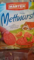 Mängden socker i Mettwurst Luftgetrocknet