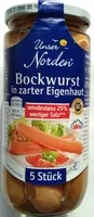 Mängden socker i Bockwurst in zarter Eigenhaut salzreduziert