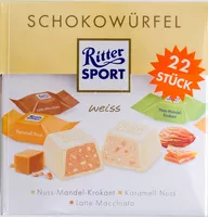 Mängden socker i Ritter Sport Schokowürfel weiß