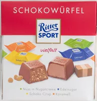 Mängden socker i Ritter Sport Schokowürfel vielfalt