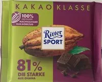 Mängden socker i Ritter Sport Kakao Klasse die Starke - 81%