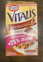 Mängden socker i Vitalis Schokomüsli klassisch