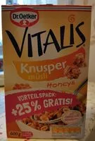 Mängden socker i Vitalis Knusper Müsli Honeys