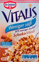 Mängden socker i Vitalis Weniger süß Schoko Müsli