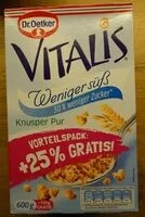Mängden socker i Vitalis Knusper Pur Weniger Süß