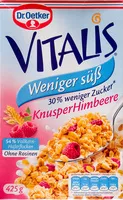 Mängden socker i Vitalis Weniger süß Knusper Himbeere