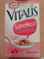 Mängden socker i Vitalis Supermüsli Superfoods