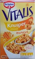 Mängden socker i Vitalis Knusper müsli Honeys