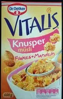 Mängden socker i Vitalis Knusper Müsli Flakes & Mandeln