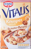 Mängden socker i Vitalis Knusper Schoko-Banane