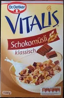Mängden socker i Vitalis Schoko Müsli klassisch