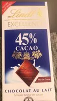 Mängden socker i Lindt 45% cacao chocolat au lait