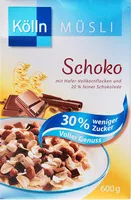 Mängden socker i Müsli Schoko 30% weniger Zucker