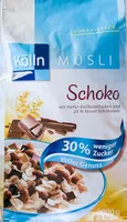 Mängden socker i Schokomüsli 30% weniger Zucker