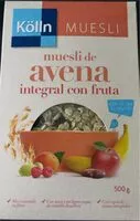 Mängden socker i Muesli crujiente de avena miel y frutos secos