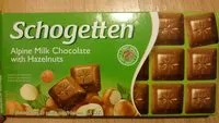 Mängden socker i Schogetten: Alpine Milk Chocolate with Hazelnuts