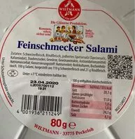 Mängden socker i Feinschmecker Salami, Salami