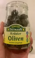 Mängden socker i Kräuteroliven, Schwarz, Trocken Eingelegt