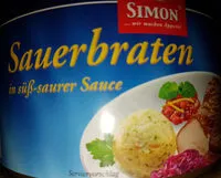 Mängden socker i Dose Sauerbraten in süß-saurer Sauce