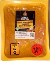 Mängden socker i Putenschnitzel frisch, mariniert in fruchtiger Curry-Marinade mit Joghurt verfeinert
