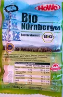 Mängden socker i Bio Nürnberger Rostbratwurst