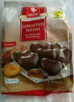 Mängden socker i gefüllte Lebkuchenherzen mit Aprikosen-Fruchtfüllung, Zartbitter