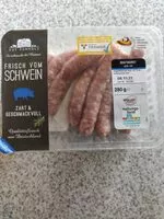 Mängden socker i Bratwurst, grob, roh