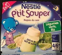 Mängden socker i NESTLE P'TIT SOUPER Lait Légumes Verts Riz - 2 x 250ml - Dès 6 mois