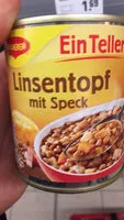 Mängden socker i Linsentopf mit Speck