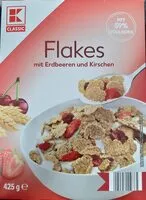 Mängden socker i Flakes mit Erdbeeren und Kirschen