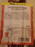 Mängden socker i Poons Wind-dried Pork Sausages